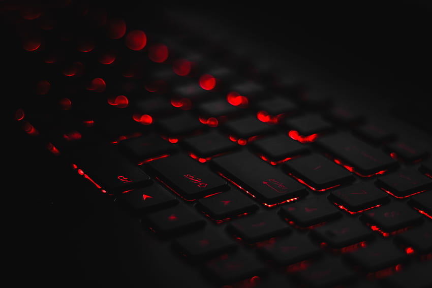 Keyboard, dark, red glow HD wallpaper