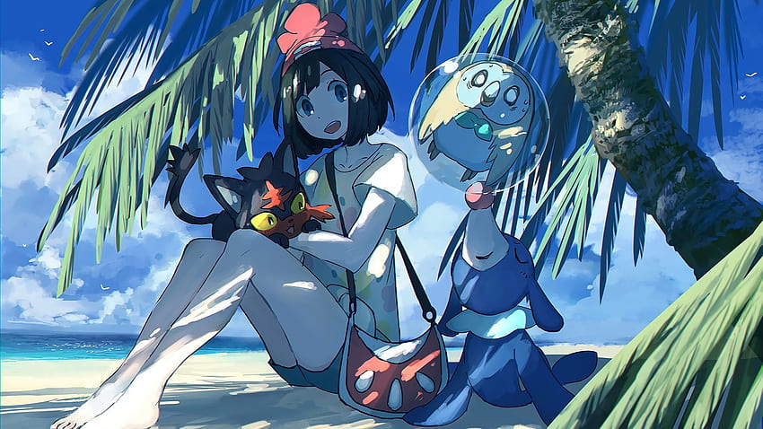 Ipad pokemon sun . Popplio, Litten, Rowlet, Girl, Sun and Moon Pokemon  Anime HD wallpaper | Pxfuel