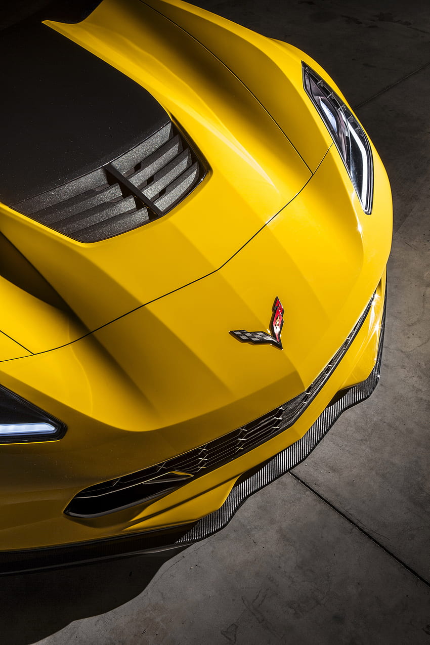 Chevrolet Corvette Z06 및 C7.R, 노란색 C7 Corvette HD 전화 배경 화면