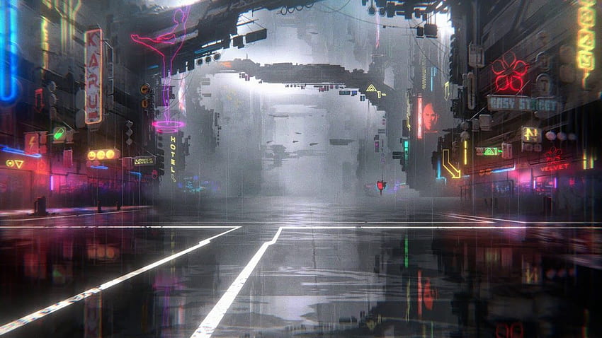 Neon District Rollenspiel, WIP Cyberpunk Alley HD-Hintergrundbild