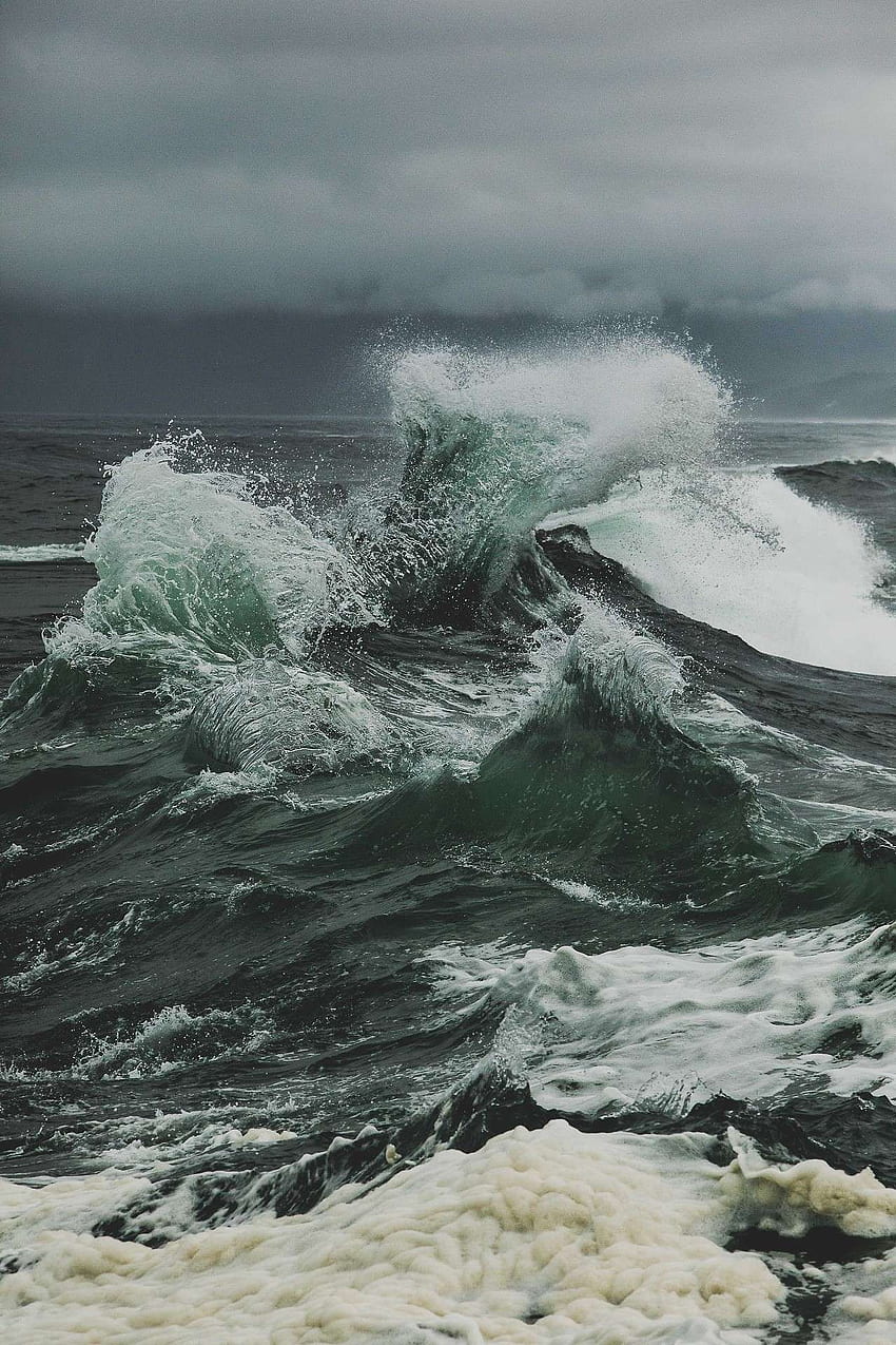 Dark Stormy Ocean, Stormy Beach HD phone wallpaper