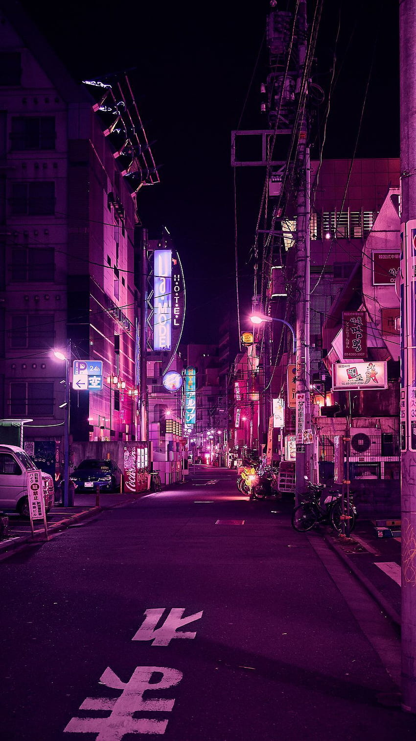 Retroiluminación de la ciudad de la noche de neón de la calle Neo tokyo iphone, Vaporwave Tokyo fondo de pantalla del teléfono