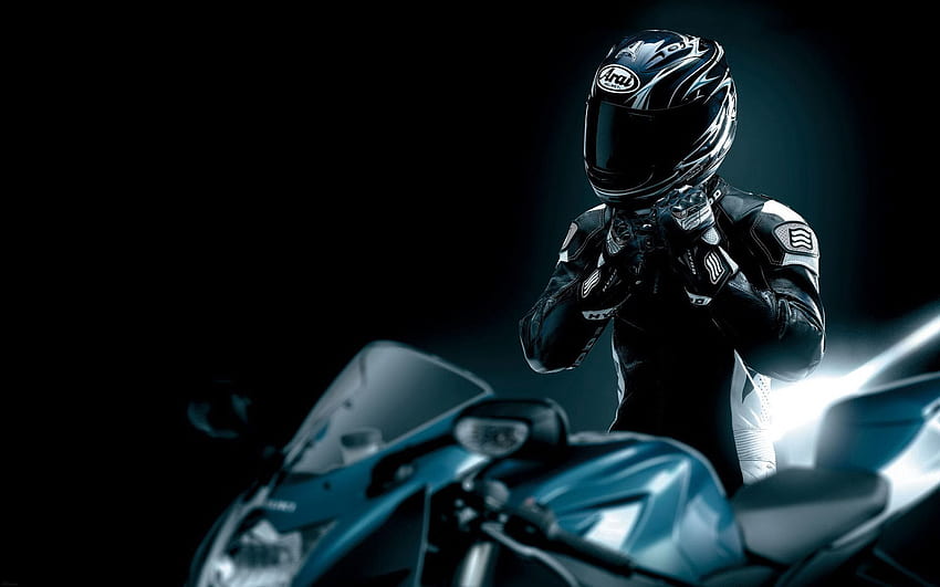 Motorcycle, Motorcycles, Helmet, Racer HD wallpaper