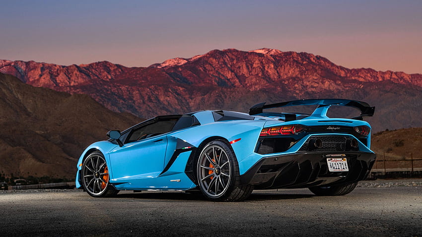 Lamborghini Aventador Svj Roadster Aqua Back View Mountains HD wallpaper |  Pxfuel