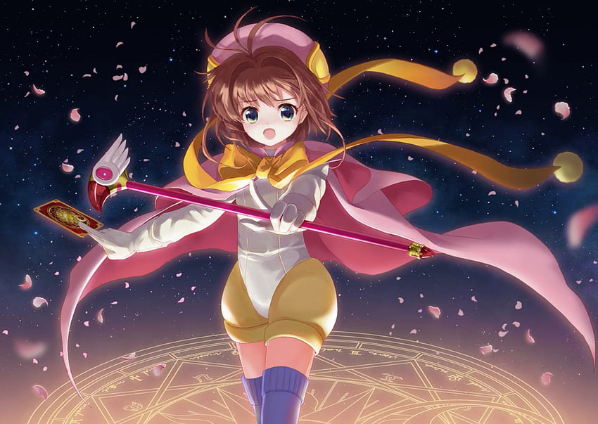 Card Captor, card captor sakura, magical gir, nice, circle, kinomoto sakura, magical, adorable, cardcaptor, cardcaptor sakura, sakura kinomoto, sweet, girl, clamp, kawaii, anime girl, mantle, anime, fantasy, pretty, pe, brown hair, lovely, staff, cute, rod, dress, ccs, beauty, wand, cape, xxxholic, magic, beautiful, stick, costume, sakura, kinomoto, weapon HD wallpaper