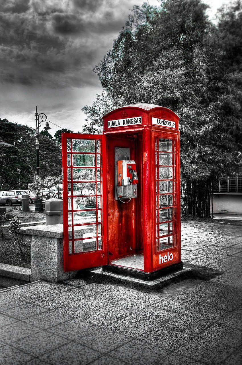 赤い電話ボックス。 携帯電話 / 背景、ロンドン HD電話の壁紙