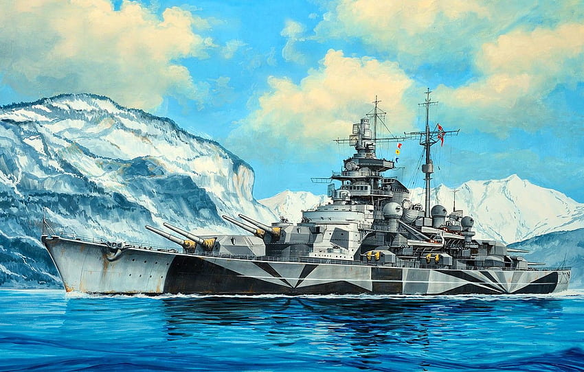 Tirpitz, Tirpitz, Kriegsmarine, ciężka artyleria, Bismarck Tapeta HD