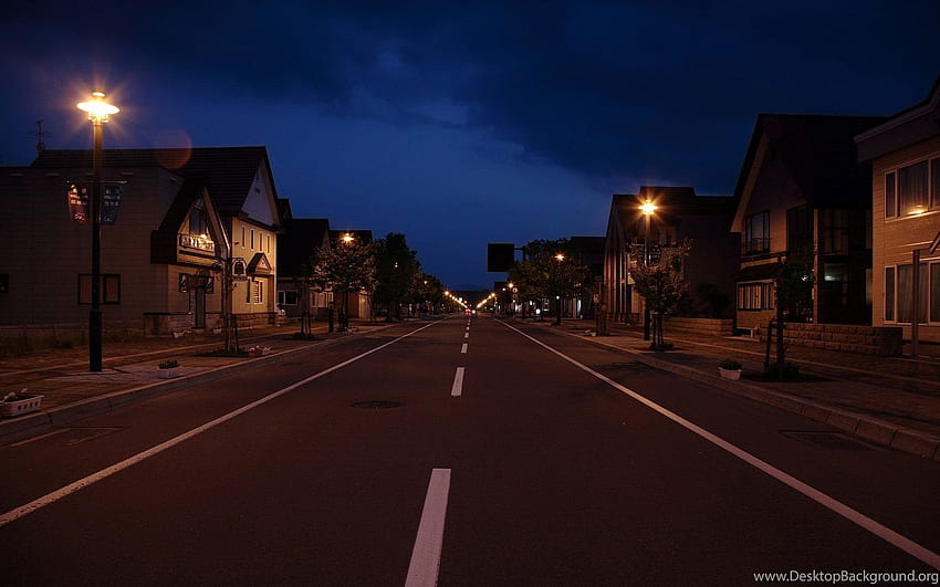 Night, Road, House, Street, Lantern, Empty Street HD wallpaper