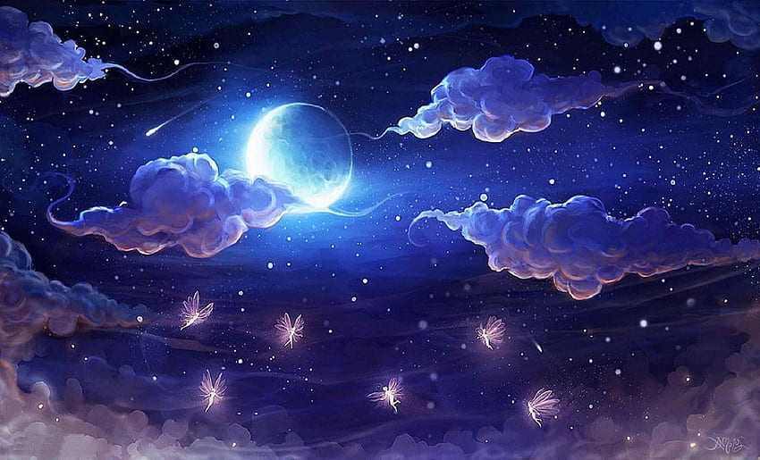 Magical . Night sky painting, Sky painting, Moon art HD wallpaper | Pxfuel