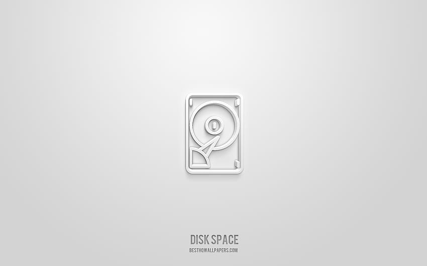 Disk space 3d icon, white background, 3d symbols, Disk space, hosting icons, 3d icons, Disk space sign, hosting 3d icons HD wallpaper