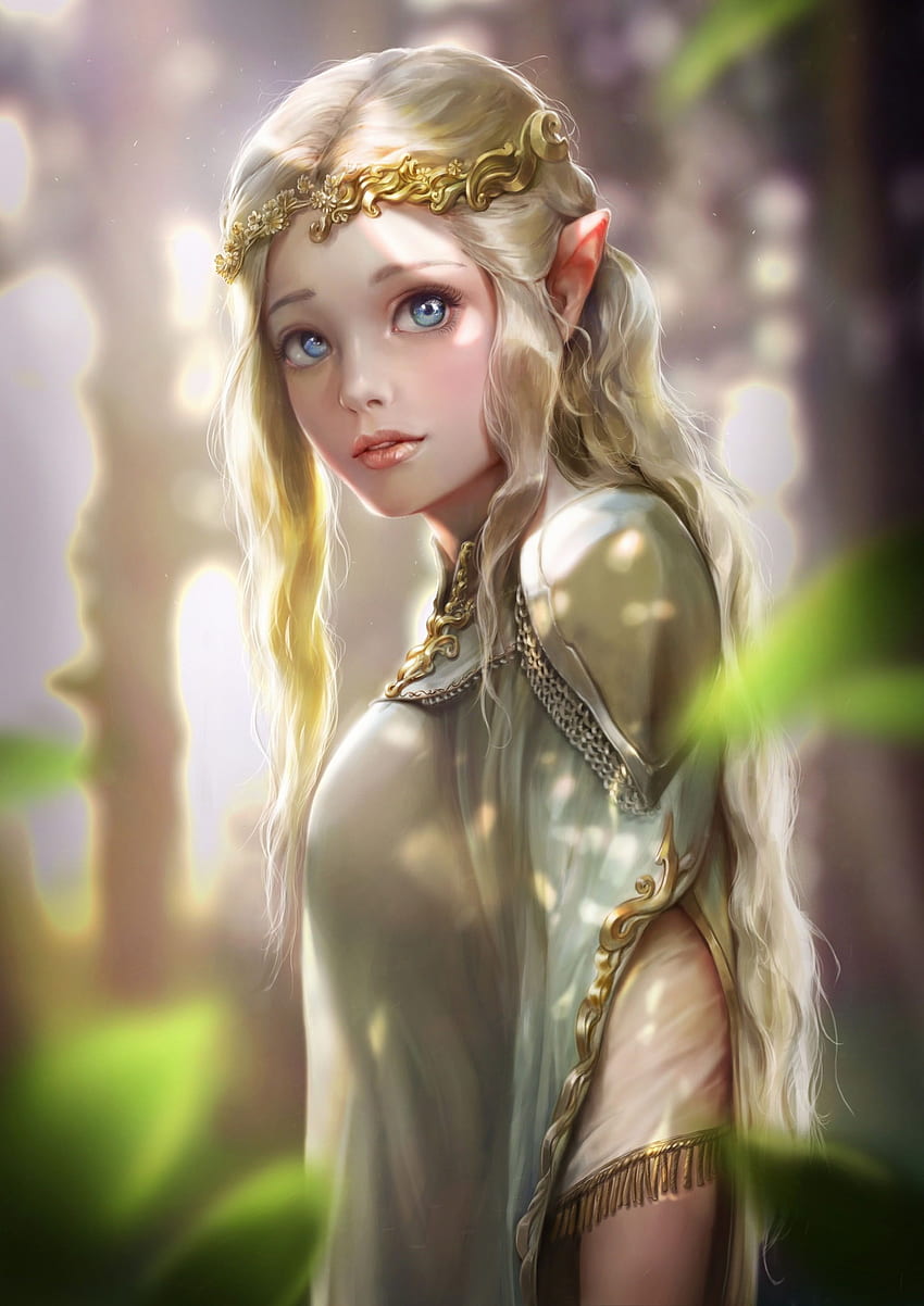 Artstation Original Fantasy Art Girl Elf Bellissimo sale bluastro alla fantasia . . Principessa elfica, fantasia artistica anime, elfo femminile Sfondo del telefono HD