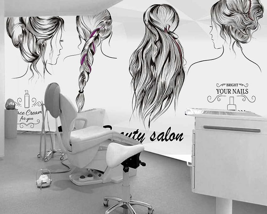 カスタム 3D ビューティー サロン ヨーロッパとアメリカ 工業用セメント壁 ビューティー サロン 理髪店、美容院 高画質の壁紙