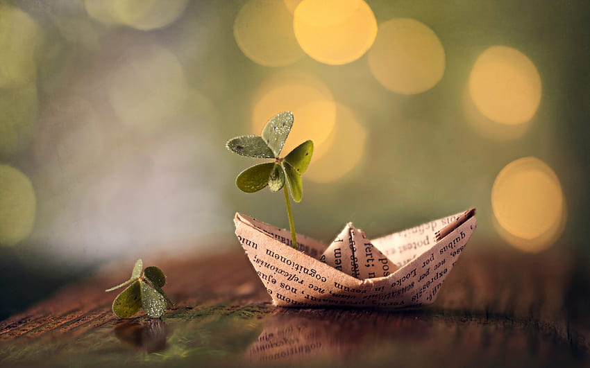 paper boat, green leaf, growth concepts, travel concepts, tourism, travel HD wallpaper