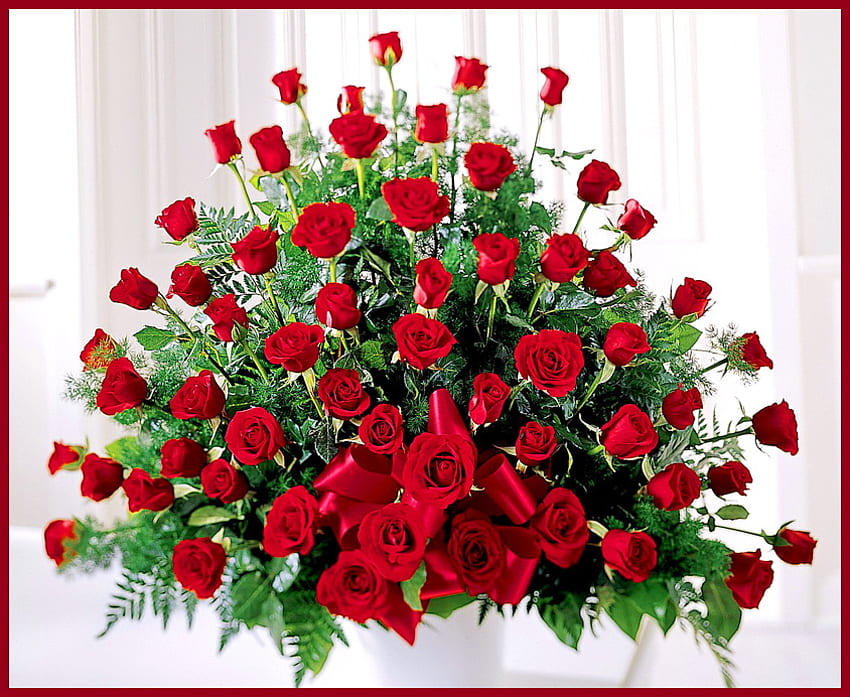 Dzięki za przyjaźń, róże, miłość, zieleń, czerwień, prezent, aranżację, przyjaciół, piękno Tapeta HD