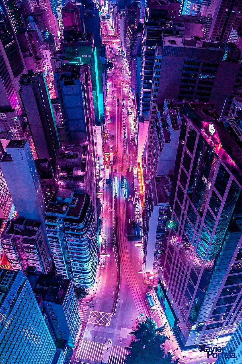 ネオンシティ 香港シティ ネオンシティ、世界 - 都市の美的ネオンライト、サイバーパンク ネオンシティ HD電話の壁紙
