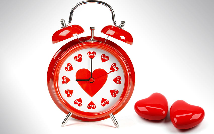 Día festivos, Corazones, Amor, Día de San Valentín, Reloj fondo de pantalla