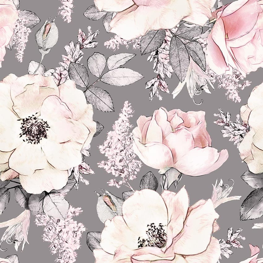 Pippa Rose Self Adhesive . Dusty Floral – Project Nursery, Neutral Floral HD phone wallpaper