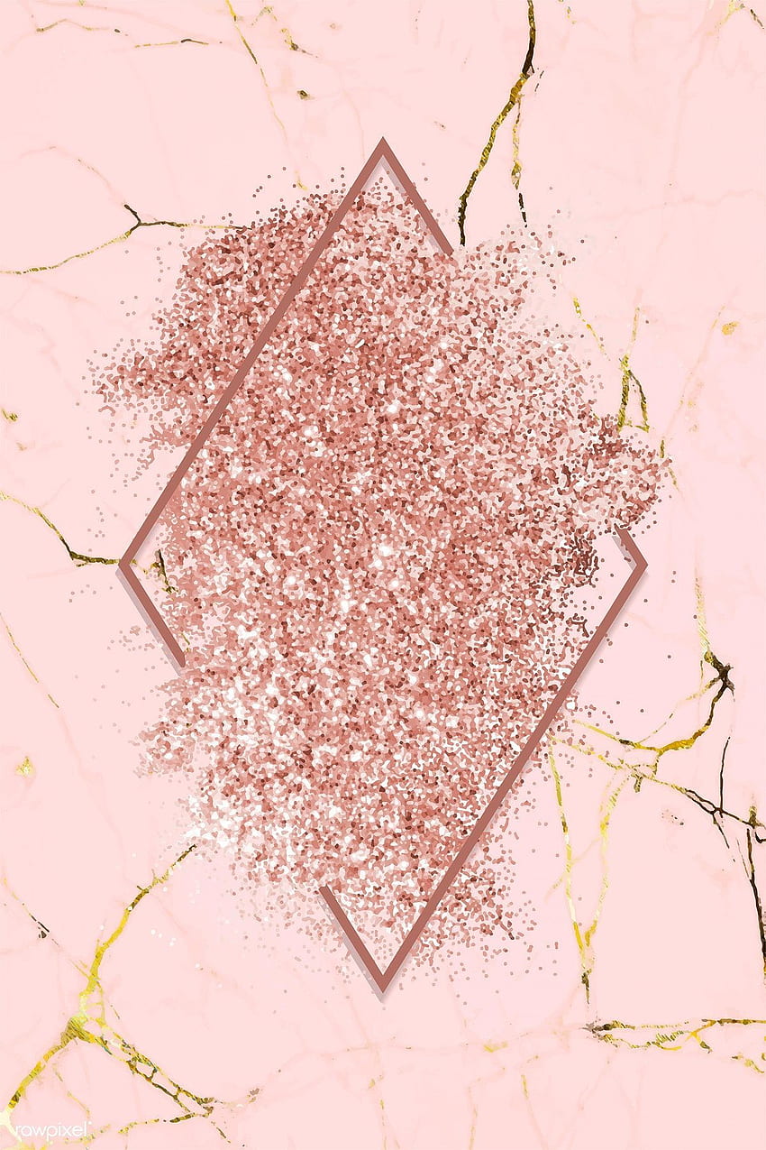 Pink gold glitter with a brownish red rhombus frame on a pink, Pastel Pink Glitter HD phone wallpaper