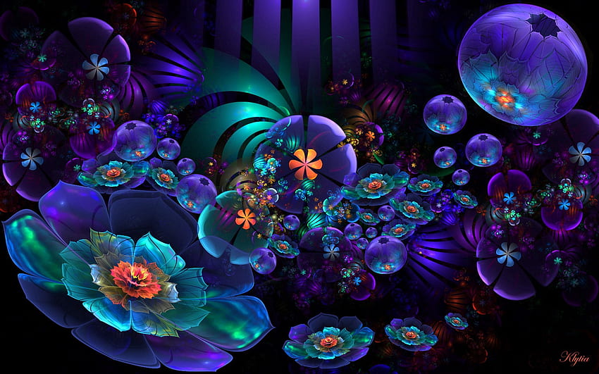 Abstrakt, Blumen, Dunkel, Glanz, Licht, Fraktal, Leichentuch HD-Hintergrundbild