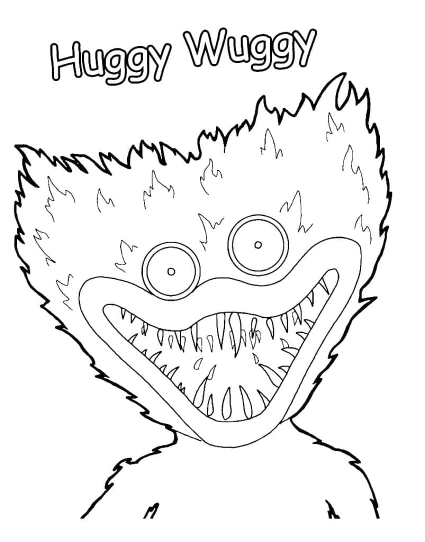 Страница за оцветяване Creepy Huggy Wuggy - за печат за деца HD тапет за телефон