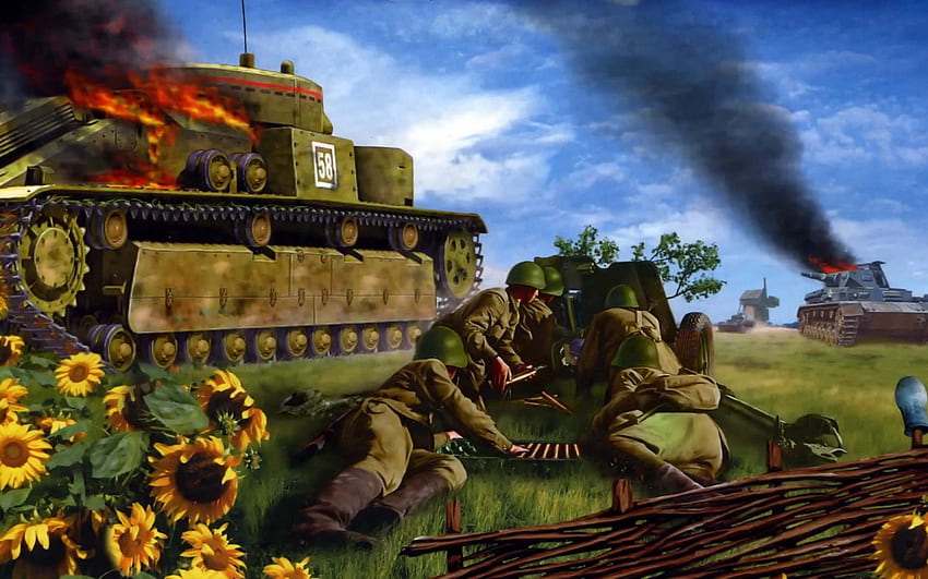 Kampf um Kiew1942 T 35 Kunst Gemälde Militärwaffen Krieger, 2. Weltkrieg Art.-Nr HD-Hintergrundbild