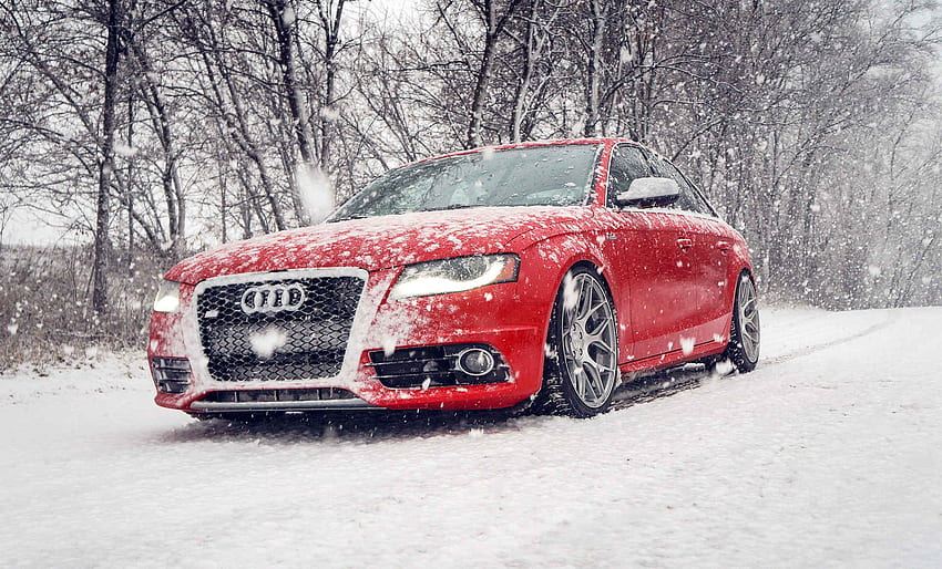 Nabywcy samochodów w USA wykazują oznaki zmęczenia. Audi czerwone, zimowe, Audi s4 Tapeta HD