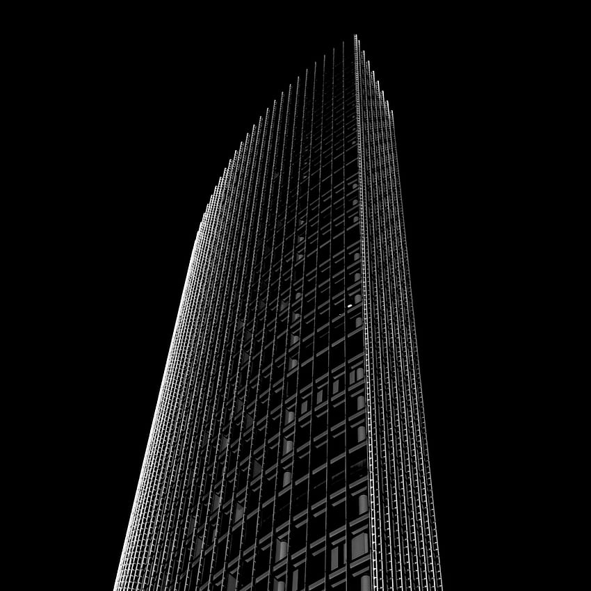 skyscraper, building, black and white, Black office HD phone wallpaper