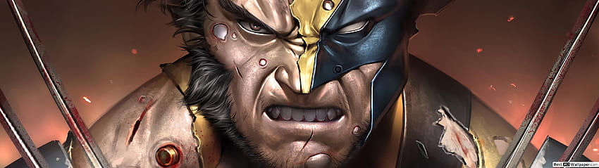 Superbohater - Wolverine (fanart komiksu), Podwójny monitor superbohatera Tapeta HD