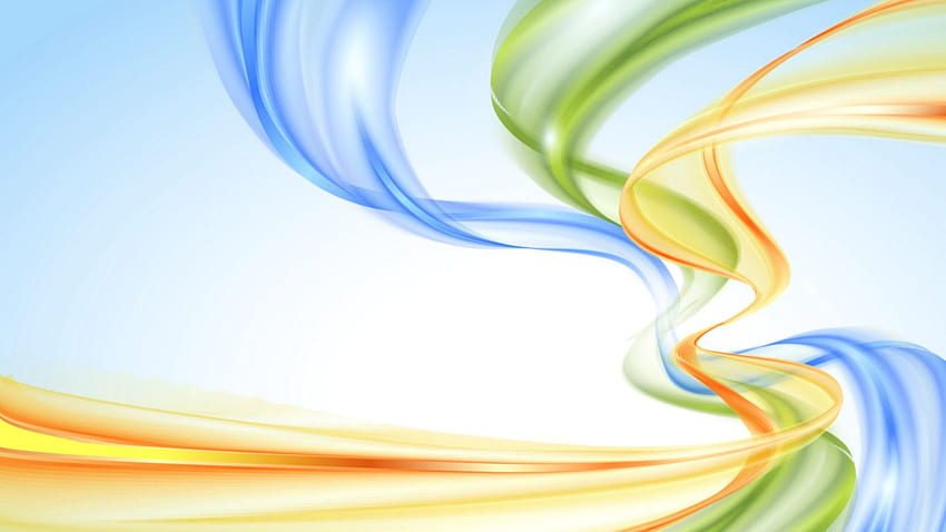 Vertical blue, orange and green abstract waves HD wallpaper