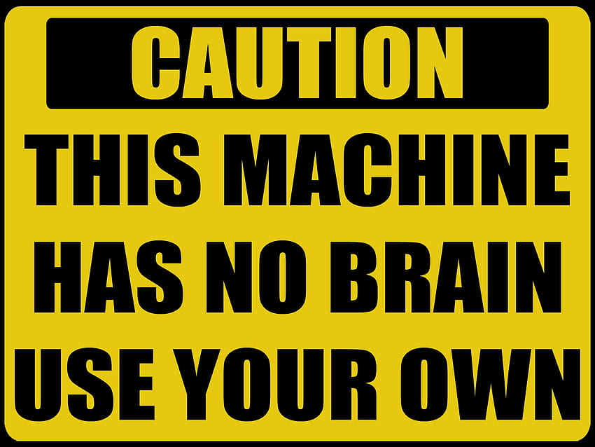 Precaución, cerebro, signo, máquina. fondo de pantalla