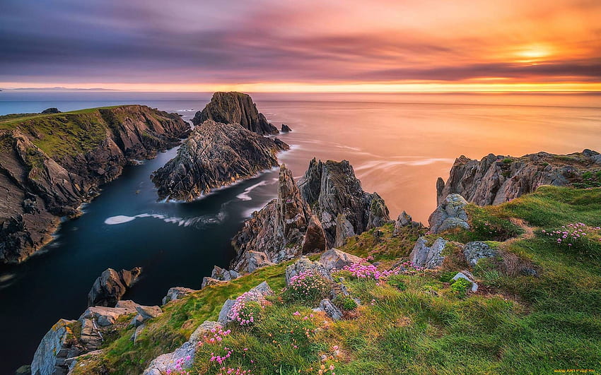 Coast of Ireland, sea, cliffs, Ireland, coast HD wallpaper