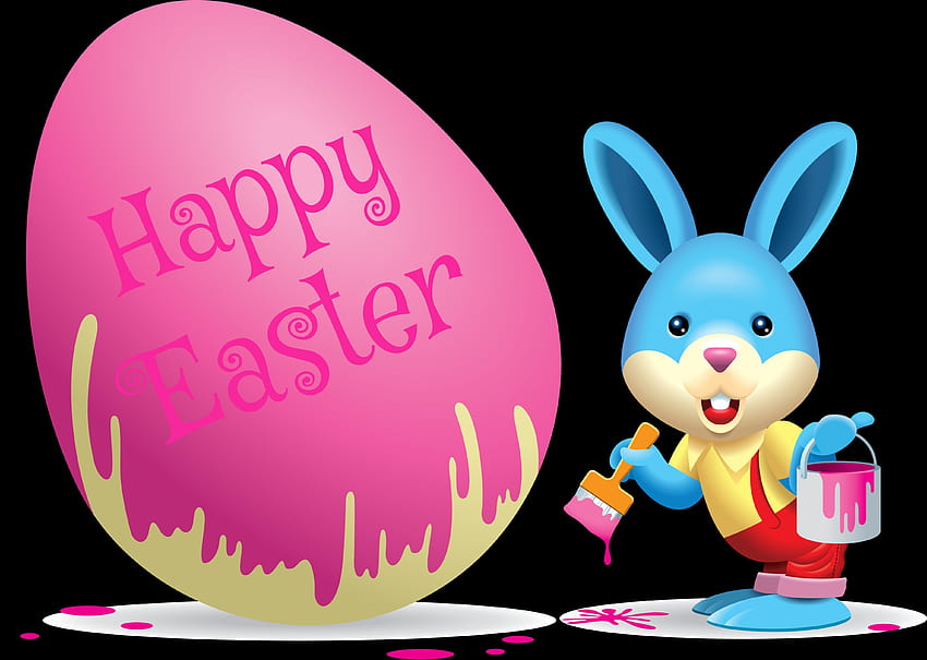 Joyeuses Pâques!, pinceau, oeuf, oeuf de pâques, joyeuses pâques, pinceau, lapin, vacances, peinture, pâques, lapin Fond d'écran HD