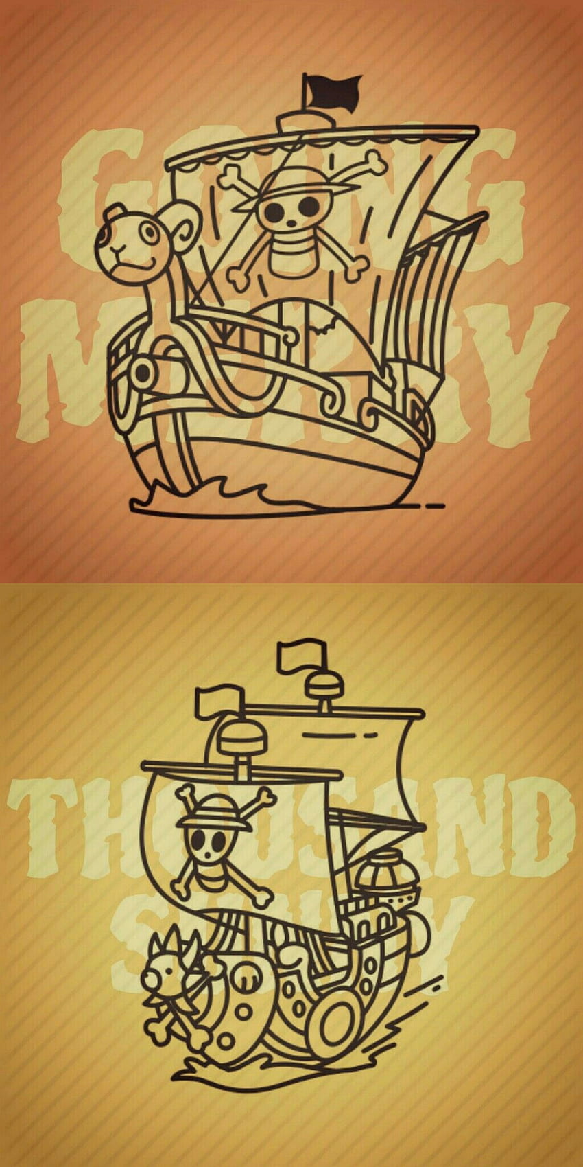 Going Merry and Thousand Sunny edited by 'yannalogy HD phone wallpaper