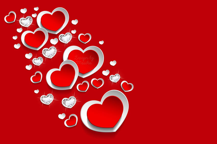 Heart Design by Marika diamonds Red HD wallpaper