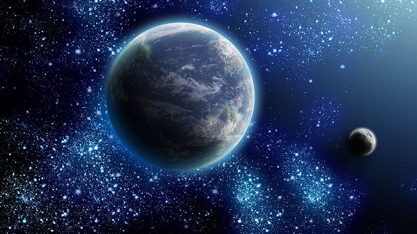 real stars and earth background