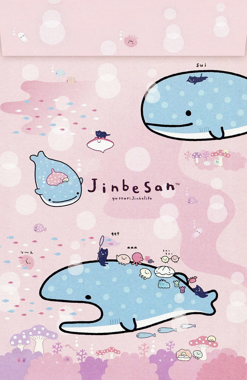 San X Jinbesan Underwater Bath Letter Set. Cute Kawaii Animals, Kawaii ...