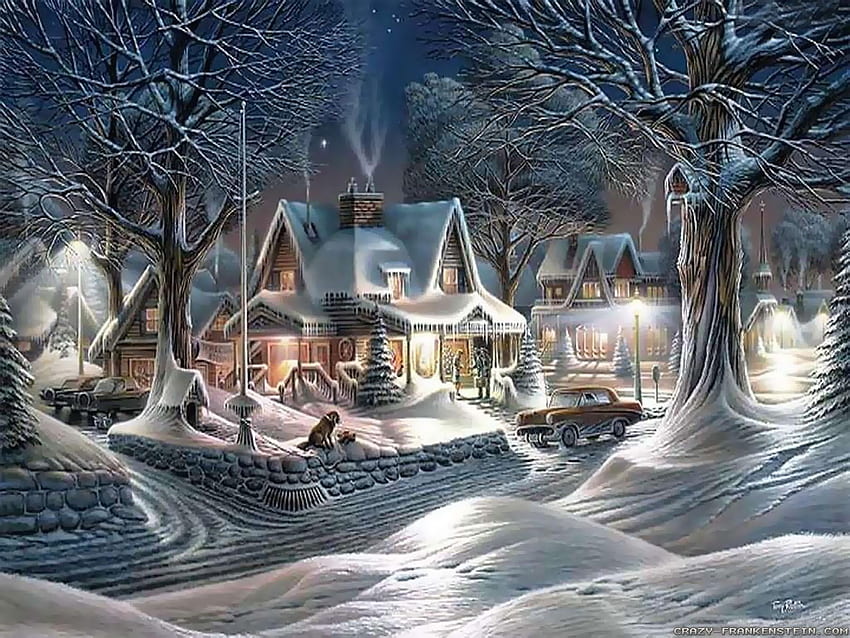 Beautiful Christmas Winter Scenes.. beautiful, Vintage Christmas HD wallpaper