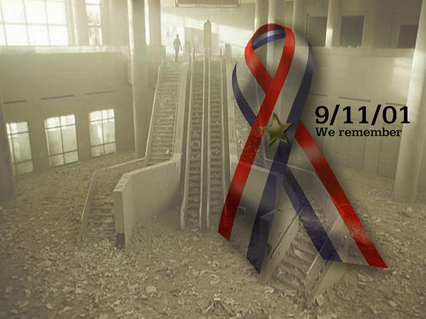 September 11th Remembrance Print, remembrance, september 11th, ribbon, memorial HD wallpaper