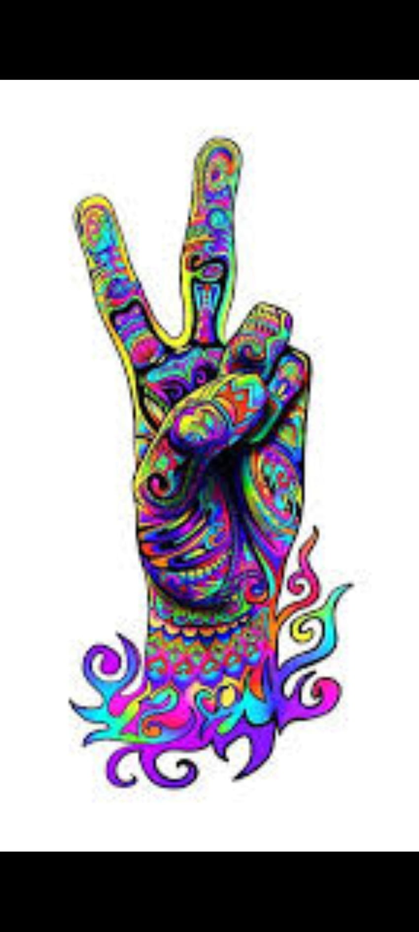 Pace, psichedelico, hippie, dita, colorato, mano Sfondo del telefono HD