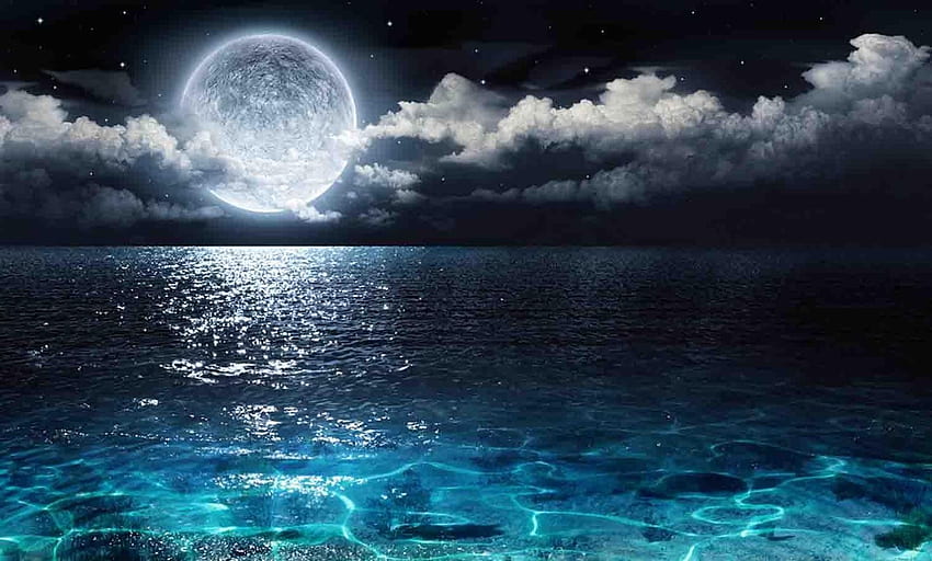 Cahaya bulan yang indah untuk komputer, Moonlight Landscape Wallpaper HD