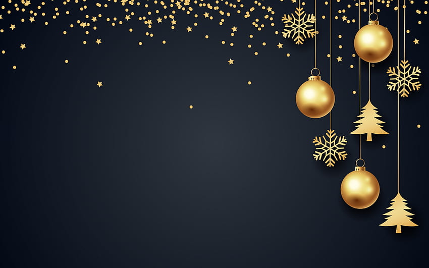 Happy Holidays!, card, black, new year, golden, craciun, christmas HD wallpaper