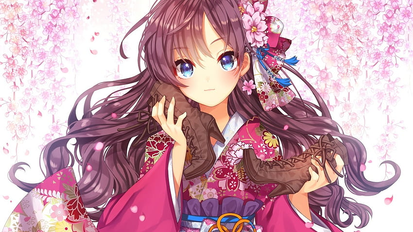 idolmaster cinderella girls, kimono, sakura Laptop Full , Anime , , and Background HD wallpaper