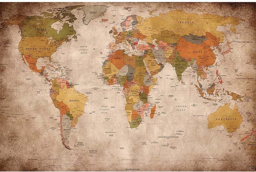 Carte du monde rétro, carte du monde antique Fond d'écran HD