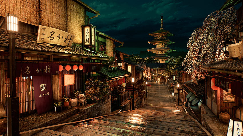 Kyoto Alley โดย Motonak ในสแวดล้อม วอลล์เปเปอร์ HD
