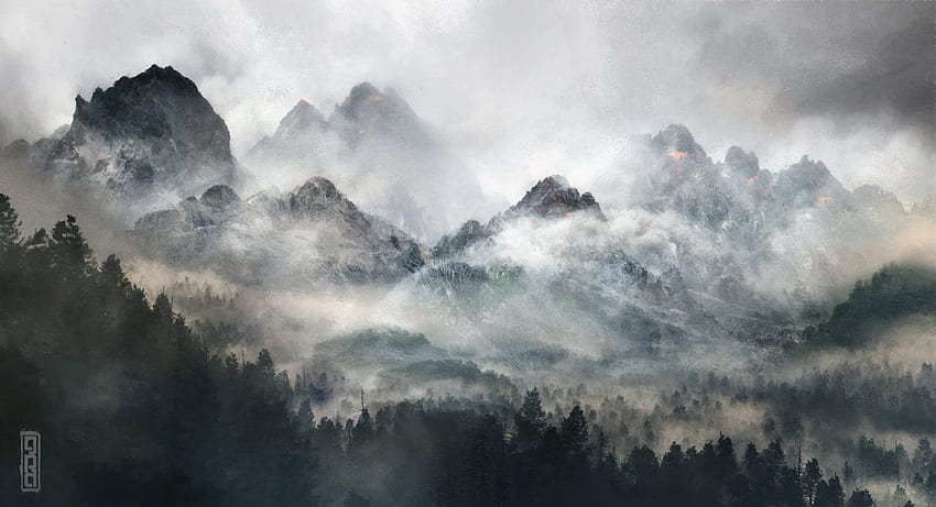 Misty Mountain Peaks , Instagram, Misty Mountains HD wallpaper