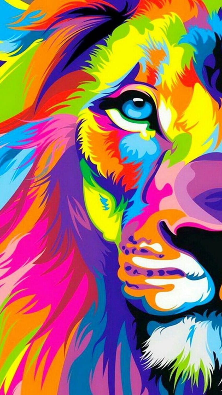 Sztuka Trippy'ego. Kolorowy lew. komórka Tapeta na telefon HD