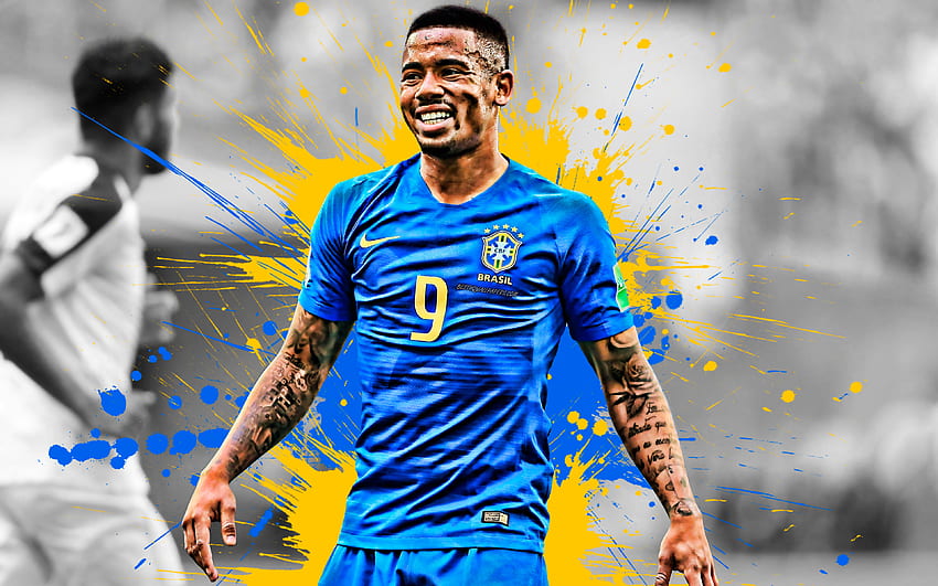 Gabriel Jesus, Brazilian football player, striker, Brazil national football team, portrait, smile, Brazil, creative art, famous football players for with resolution . High Quality, Famous Soccer Players HD wallpaper