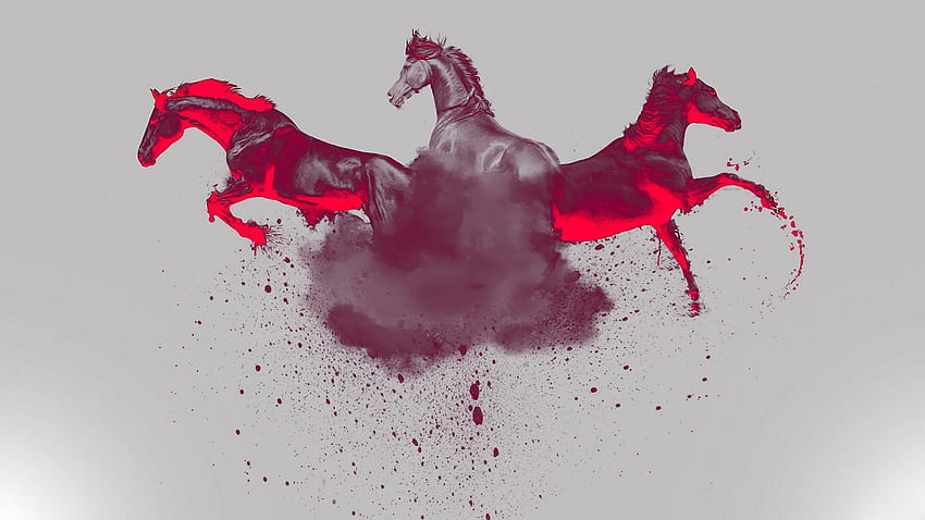 Farbe, Abstrakt, Pferde, Spray HD-Hintergrundbild
