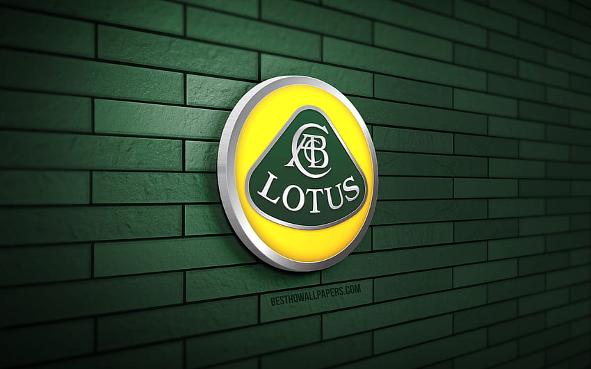 Logo Lotus 3D, , szara ściana z cegły, kreatywne, marki samochodów, logo Lotus, grafika 3D, Lotus Tapeta HD