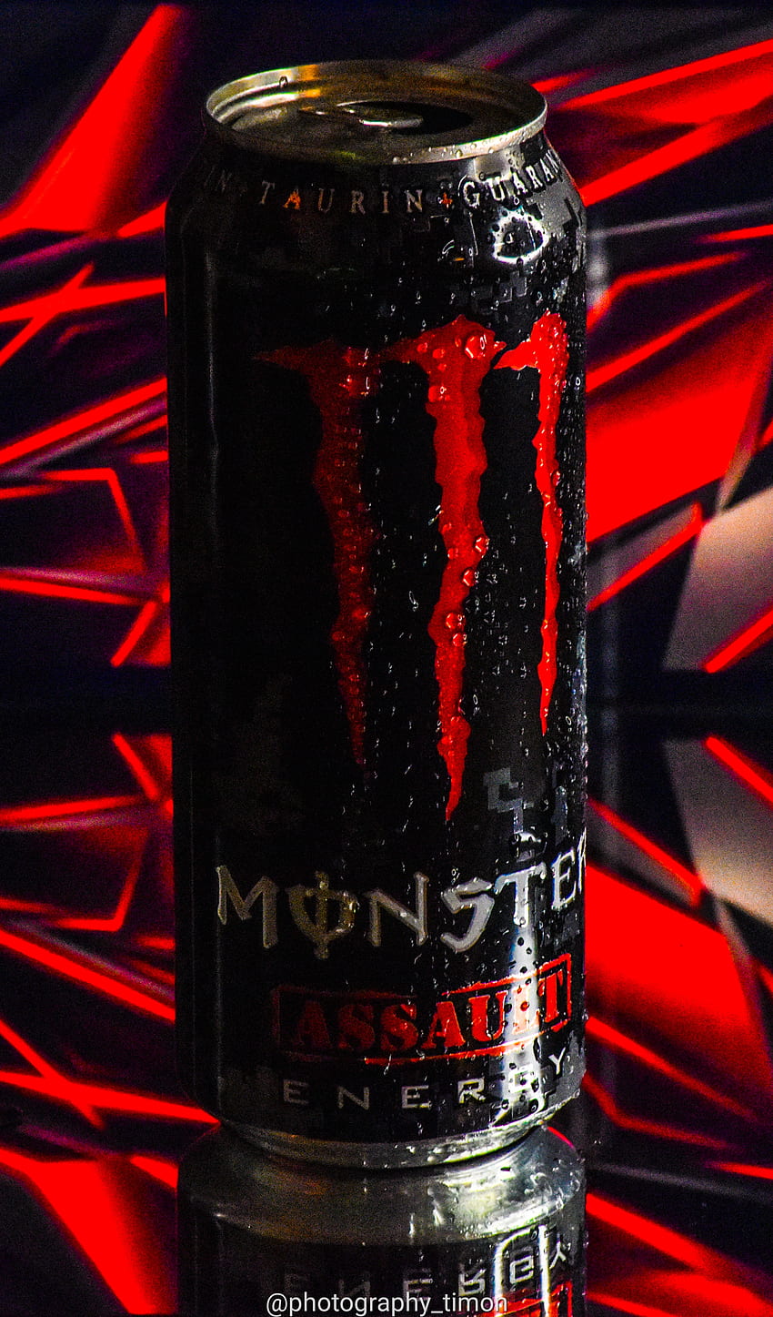 Monster Assault, rot, Energie, Energy Assault, flüssig, Monster Energy HD-Handy-Hintergrundbild